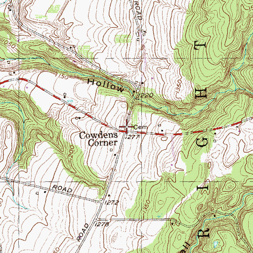 Topographic Map of Cowdens Corner, NY