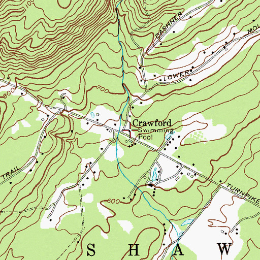 Topographic Map of Crawford, NY