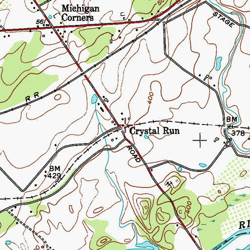 Topographic Map of Crystal Run, NY