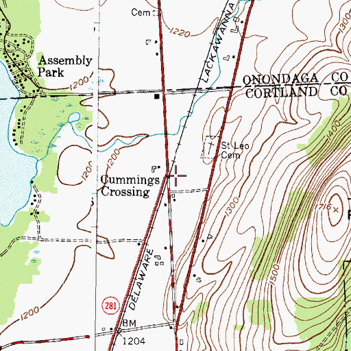 Topographic Map of Cummings Crossing, NY
