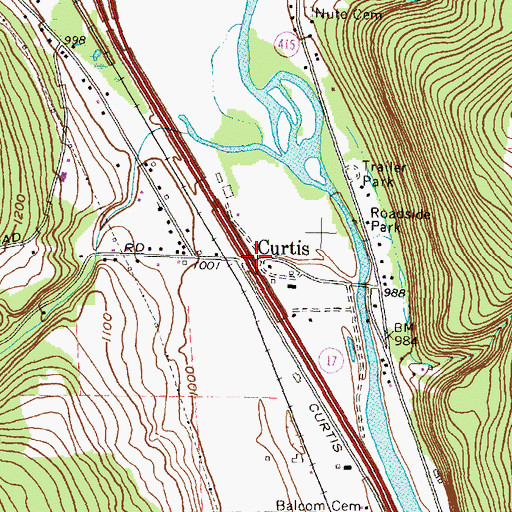 Topographic Map of Curtis, NY