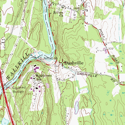 Topographic Map of Dashville, NY
