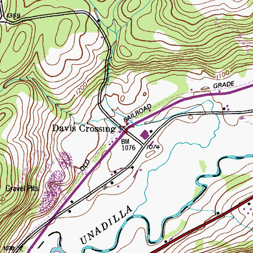 Topographic Map of Davis Crossing, NY