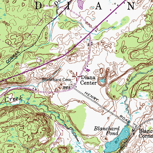 Topographic Map of Diana Center, NY