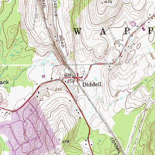 Topographic Map of Diddell, NY