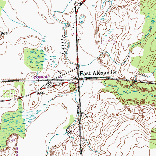 Topographic Map of East Alexander, NY