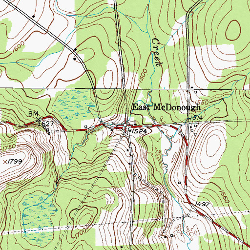 Topographic Map of East McDonough, NY