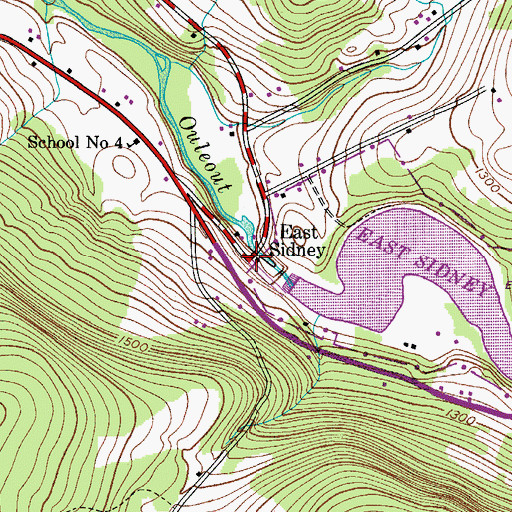 Topographic Map of East Sidney, NY