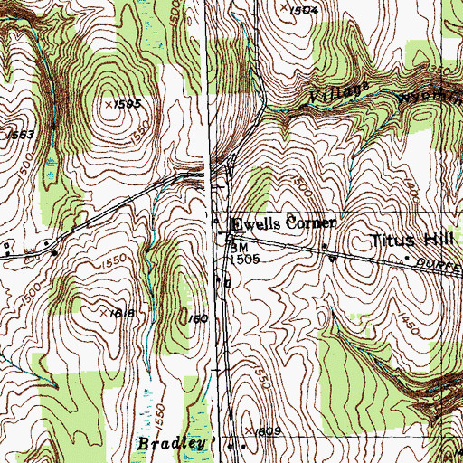 Topographic Map of Ewells Corner, NY