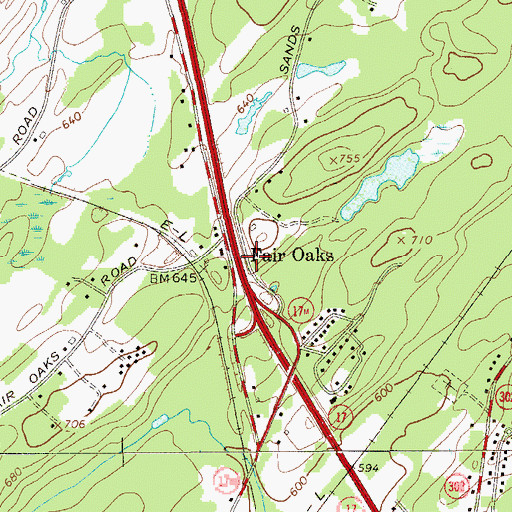 Topographic Map of Fair Oaks, NY