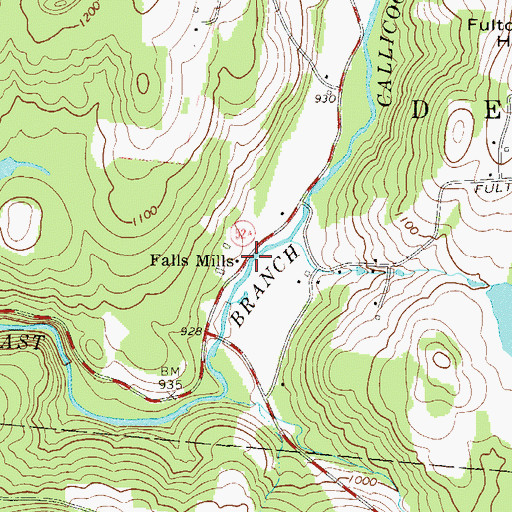 Topographic Map of Falls Mills, NY