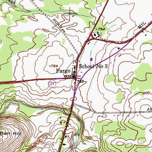 Topographic Map of Fargo, NY