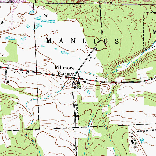Topographic Map of Fillmore Corner, NY