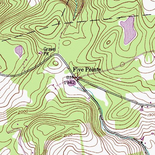 Topographic Map of Five Points, NY