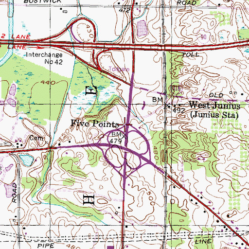 Topographic Map of Five Points, NY