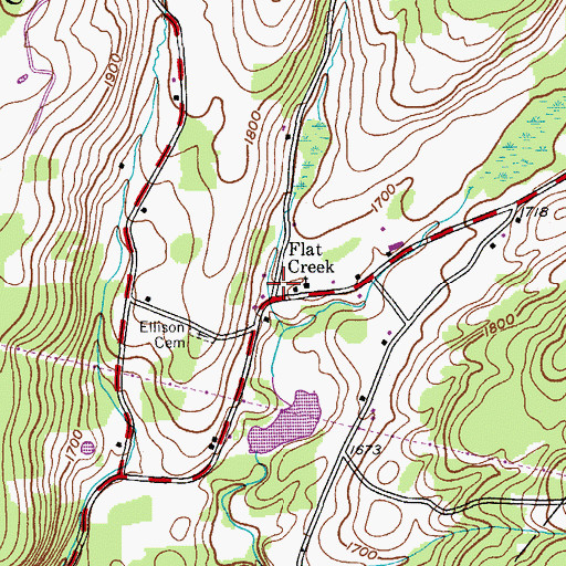 Topographic Map of Flat Creek, NY