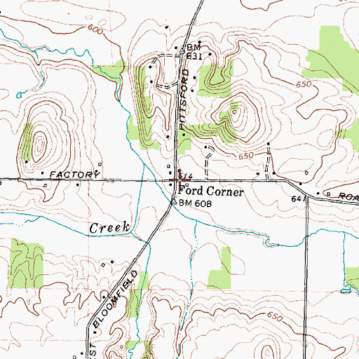 Topographic Map of Ford Corner, NY