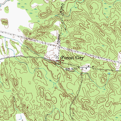 Topographic Map of Forest City, NY