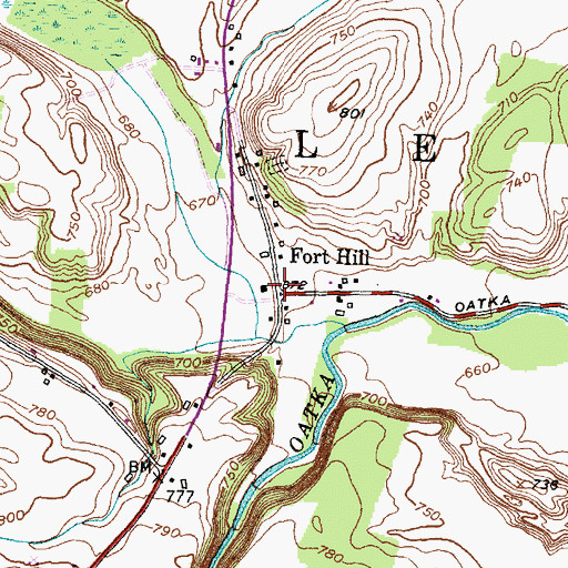 Topographic Map of Fort Hill, NY
