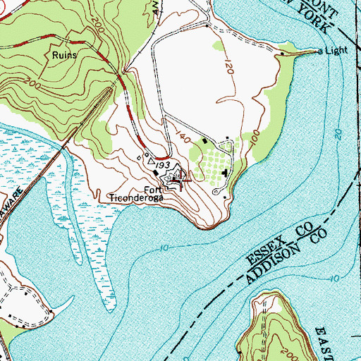 Topographic Map of Fort Ticonderoga (historical), NY