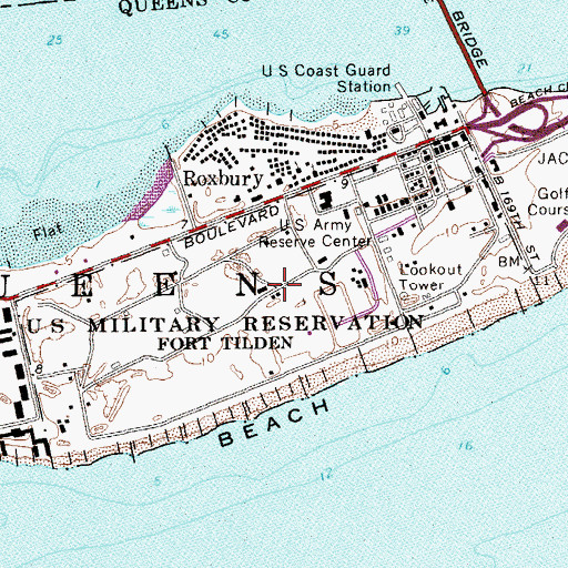 Topographic Map of Fort Tilden (historical), NY