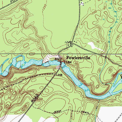 Topographic Map of Fowlersville, NY