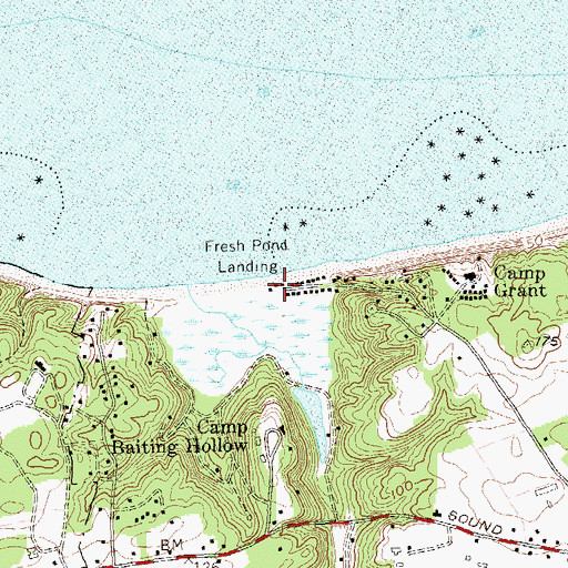 Topographic Map of Fresh Pond Landing, NY