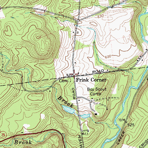 Topographic Map of Frink Corner, NY
