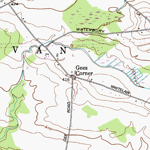 Topographic Map of Gees Corner, NY
