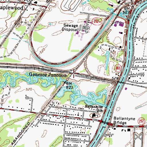 Topographic Map of Genesee Junction, NY