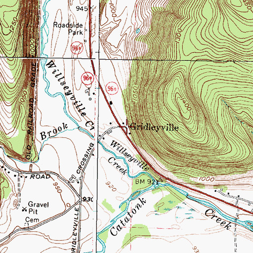 Topographic Map of Gridleyville, NY