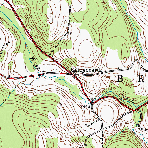 Topographic Map of Guideboard, NY
