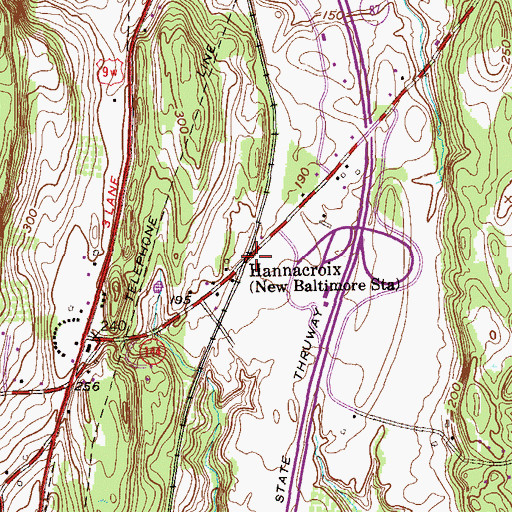 Topographic Map of Hannacroix, NY
