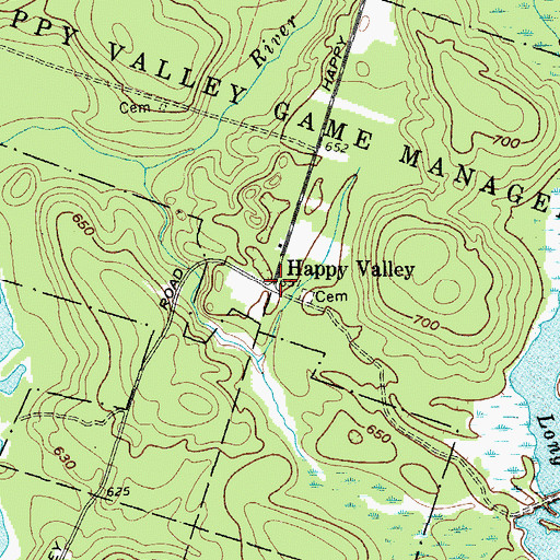 Topographic Map of Happy Valley, NY