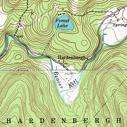 Topographic Map of Hardenburg, NY