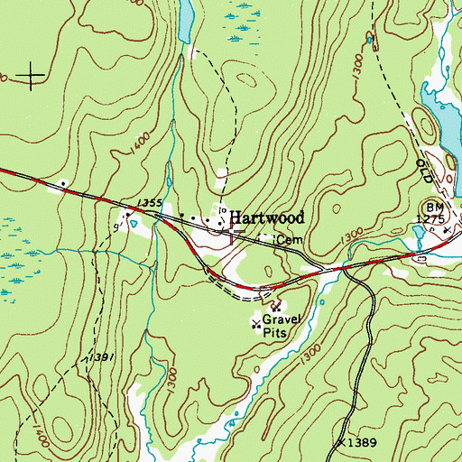 Topographic Map of Hartwood, NY