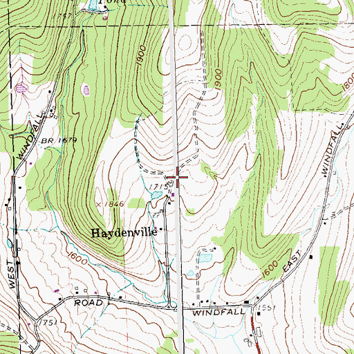 Topographic Map of Haydenville, NY