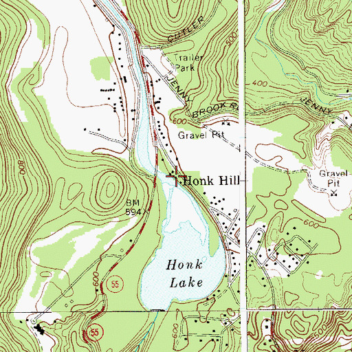 Topographic Map of Honk Hill, NY