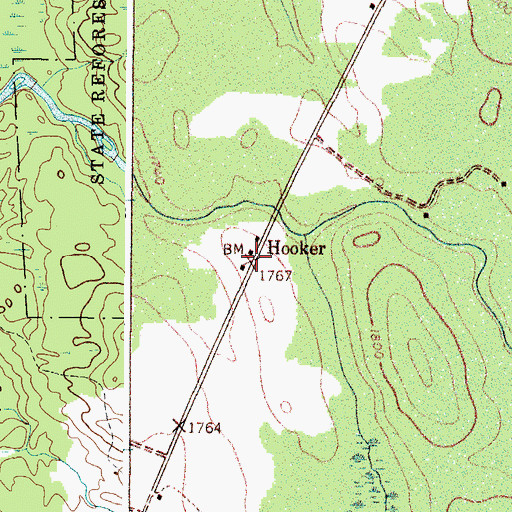 Topographic Map of Hooker, NY