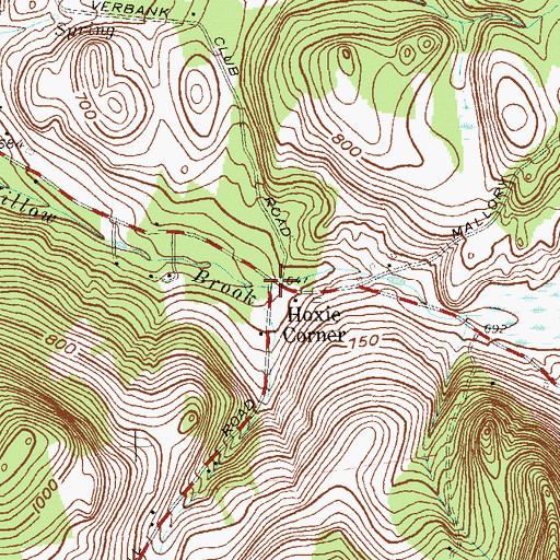 Topographic Map of Hoxie Corner, NY