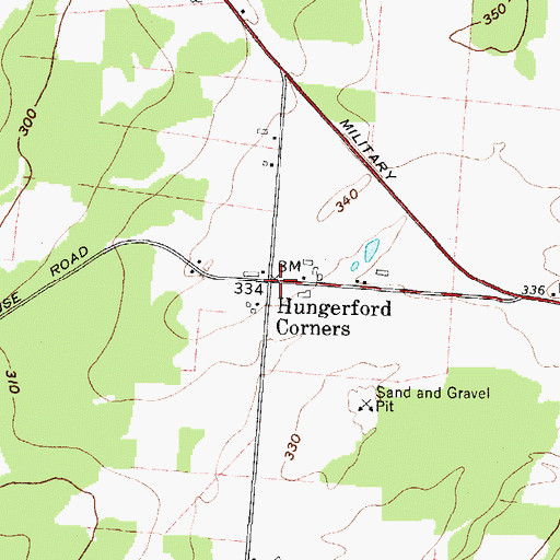 Topographic Map of Hungerford Corners, NY