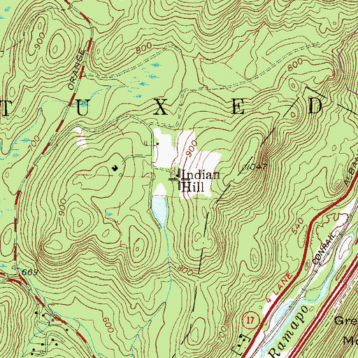 Topographic Map of Indian Hill, NY