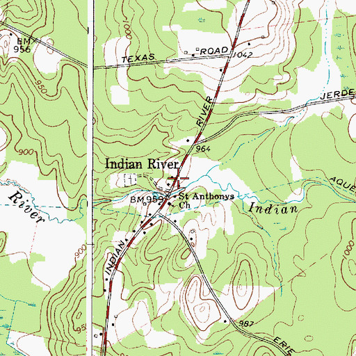 Topographic Map of Indian River, NY