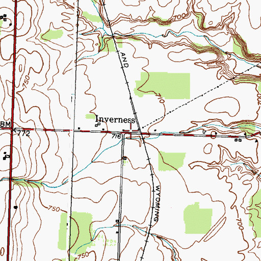 Topographic Map of Inverness, NY