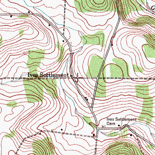 Topographic Map of Ives Settlement, NY