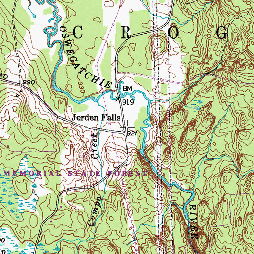 Topographic Map of Jerden Falls, NY