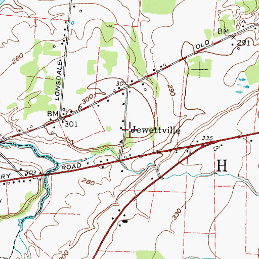 Topographic Map of Jewettville, NY