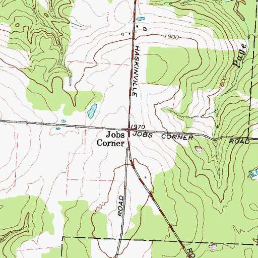 Topographic Map of Jobs Corner, NY