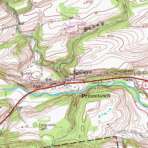 Topographic Map of Kelleys, NY