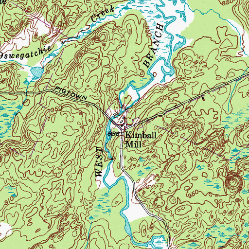 Topographic Map of Kimball Mill, NY
